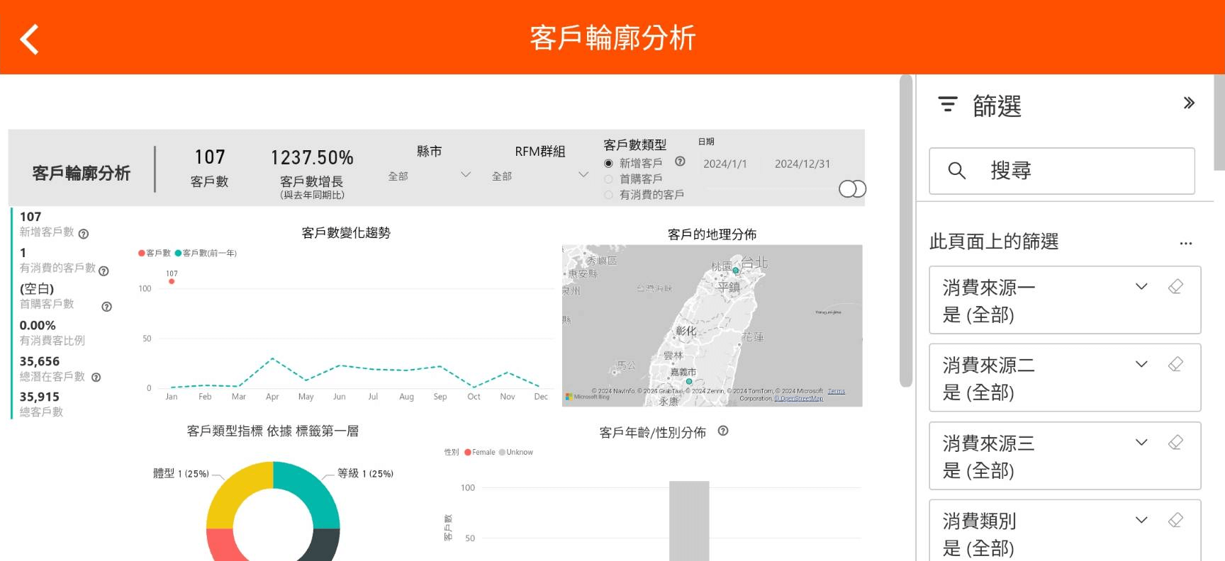 手機橫向的篩選器(展開)