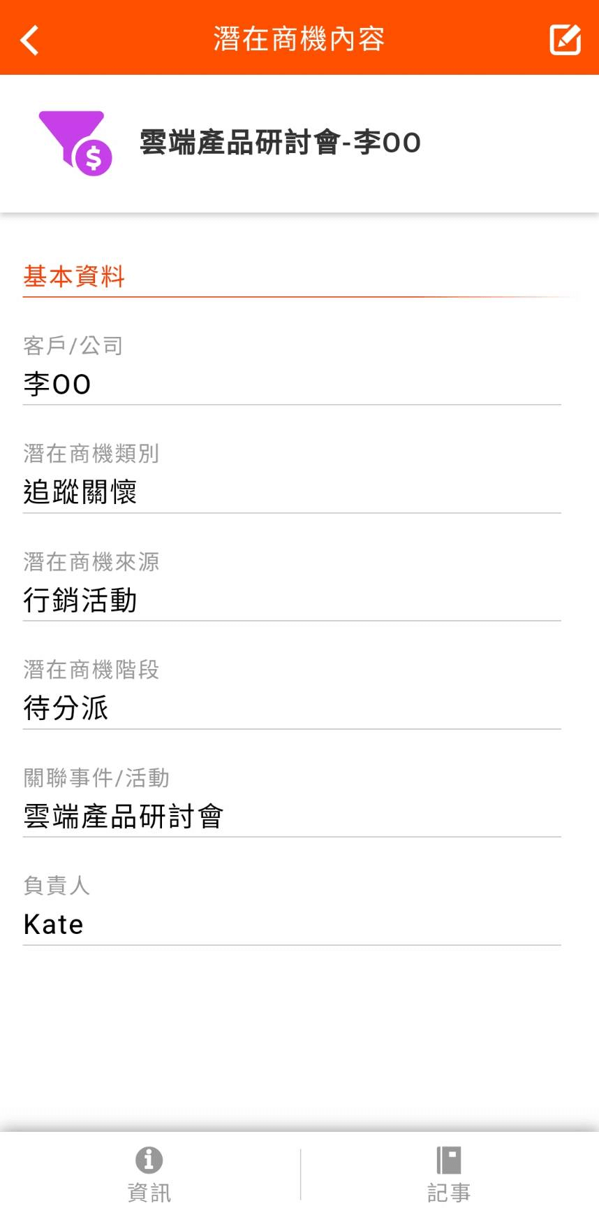 潛在商機內容頁面