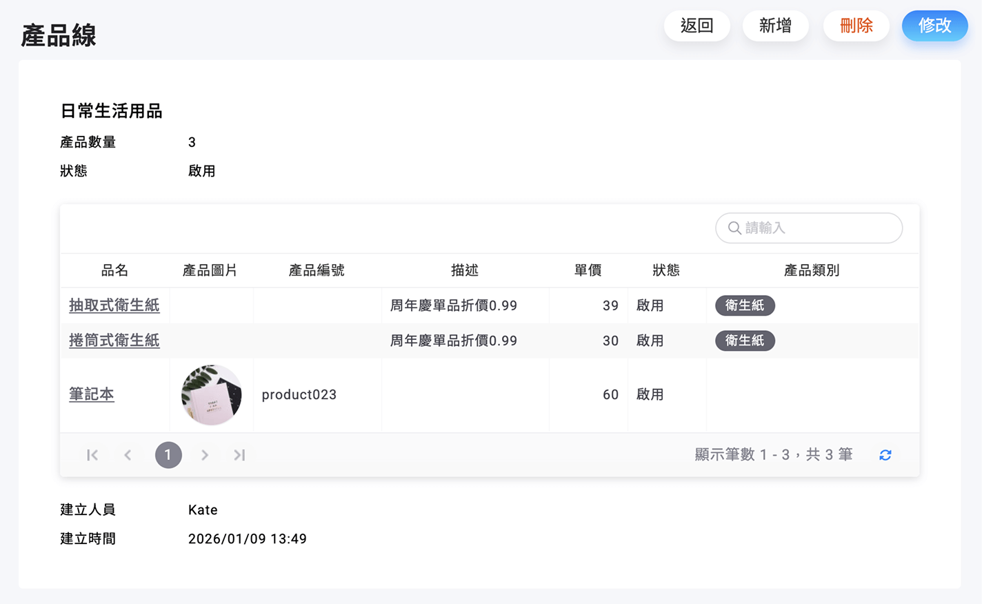 產品線詳細頁面