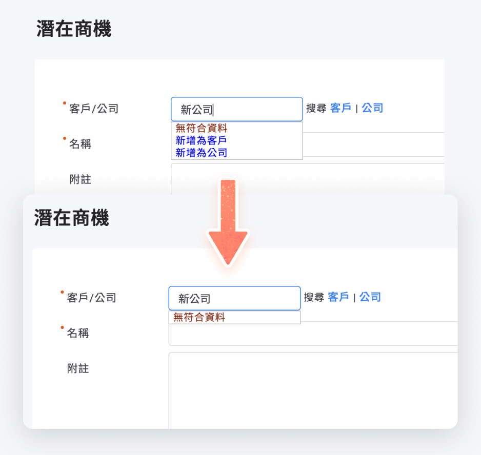 選單內無快速新增選項
